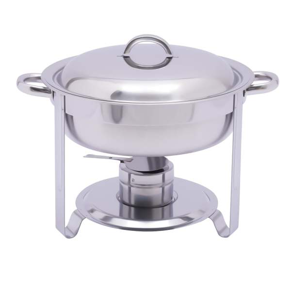 Chafing Dish Chafer rond en acier inoxydable avec couvercle Chauffe-plats chaud 5 l pour buffet restauration Party