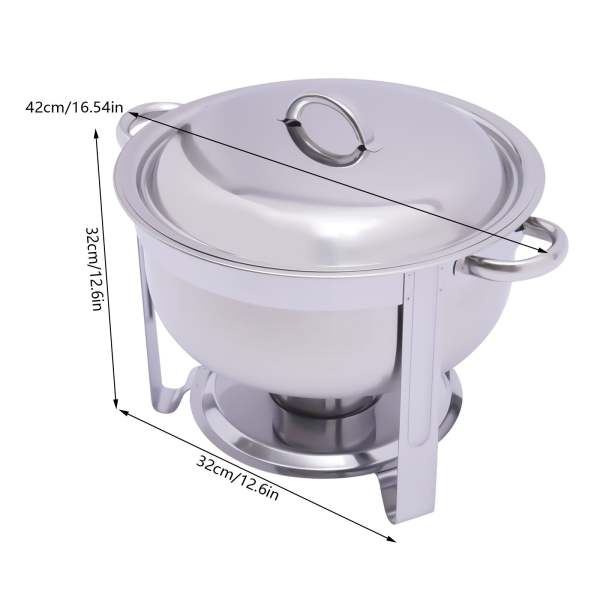 Chafing Dish Chafer rond en acier inoxydable avec couvercle Chauffe-plats chaud 5 l pour buffet restauration Party Chafing Dish Chafer rond en acier inoxydable avec couvercle Chauffe-plats chaud 5 l pour buffet restauration Party
