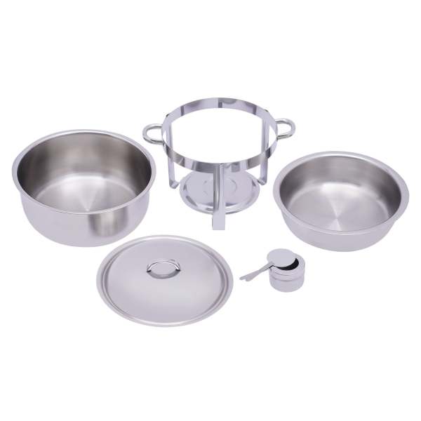 Chafing Dish Chafer rond en acier inoxydable avec couvercle Chauffe-plats chaud 5 l pour buffet restauration Party Chafing Dish Chafer rond en acier inoxydable avec couvercle Chauffe-plats chaud 5 l pour buffet restauration Party