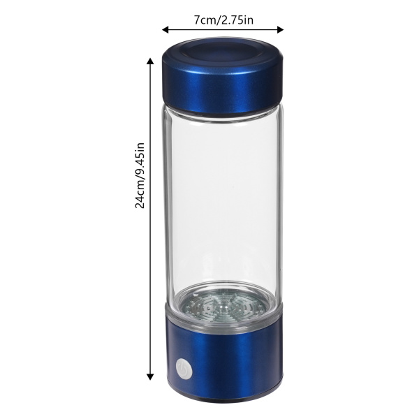 Bouteille génératrice d'eau à l'hydrogène, Bouteille d'eau à l'hydrogène, Bouteille portable, Capacité : 420ml, Bleu