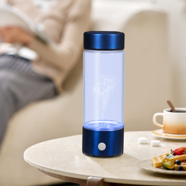 Bouteille génératrice d'eau à l'hydrogène, Bouteille d'eau à l'hydrogène, Bouteille portable, Capacité : 420ml, Bleu