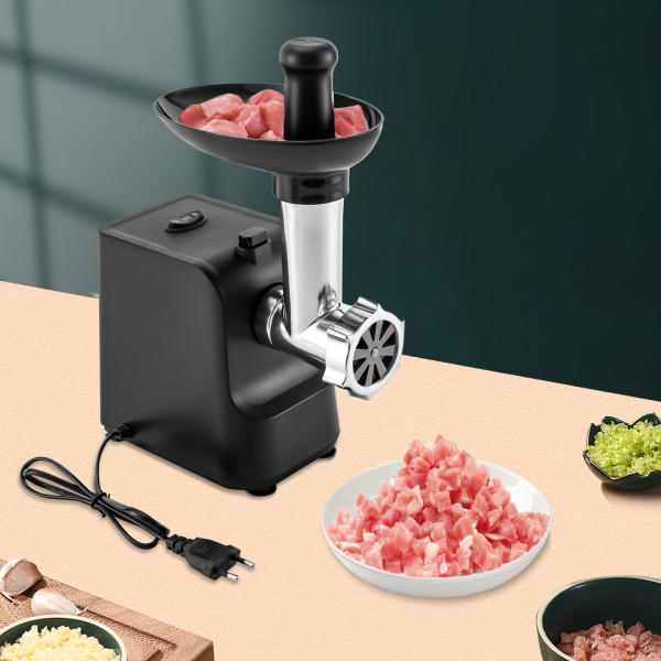 Hachoir à viande électrique 1000W, avec accessoires pour saucisses, noir