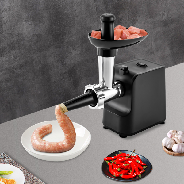 Hachoir à viande électrique 1000W, avec accessoires pour saucisses, noir