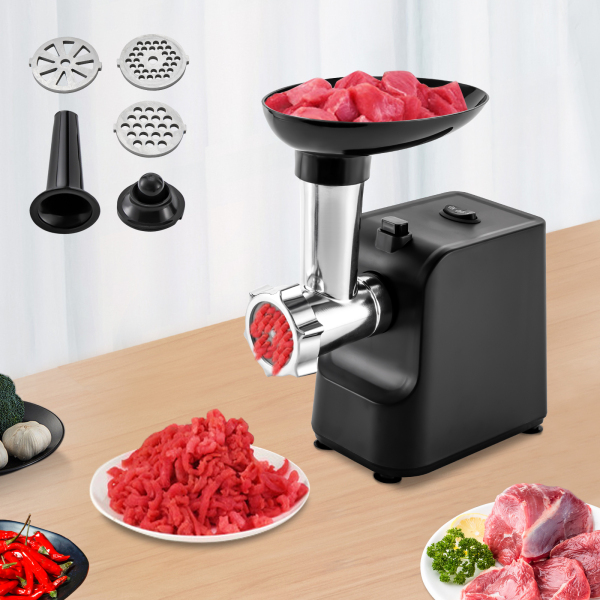 Hachoir à viande électrique 1000W, avec accessoires pour saucisses, noir