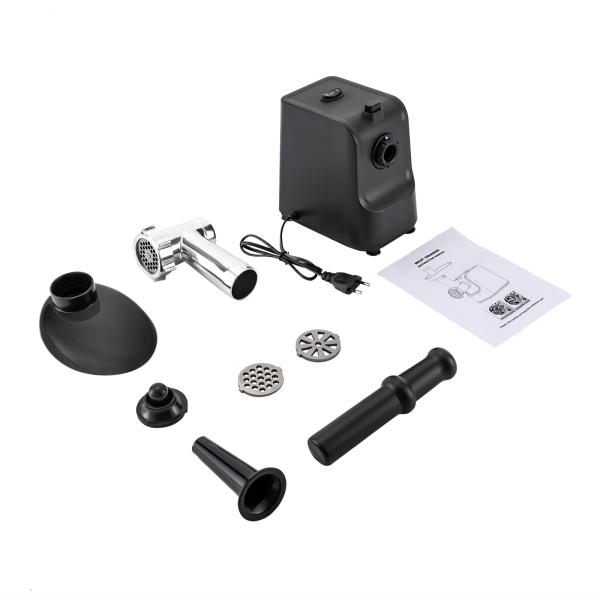 Hachoir à viande électrique 1000W, avec accessoires pour saucisses, noir Hachoir à viande électrique 1000W, avec accessoires pour saucisses, noir
