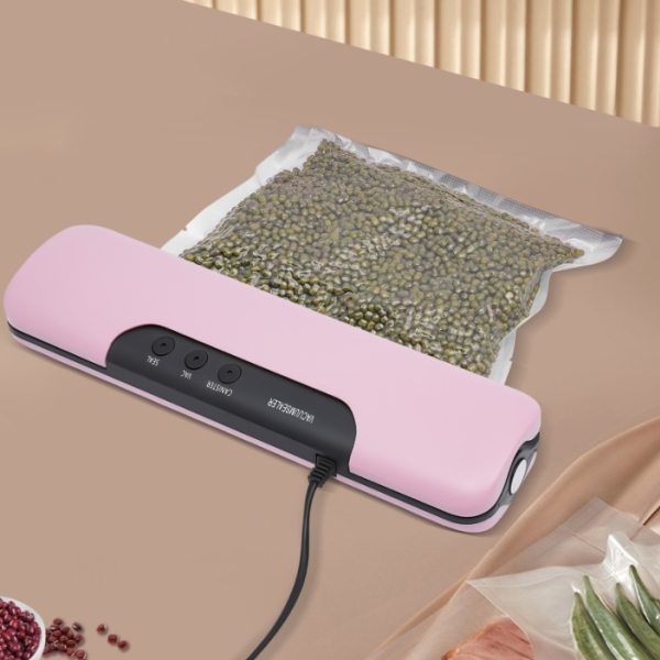 Machine à sceller sous vide 100 W, trois méthodes de scellage, 10 sacs scellables gratuits - rose Machine à sceller sous vide 100 W, trois méthodes de scellage, 10 sacs scellables gratuits - rose
