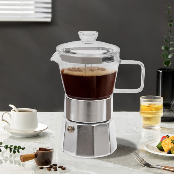 Cafetière, Cafetière de cuisine, Design soigné, Résistance à la chaleur : 200℃, Capacité : 120ml, 8*17.5cm