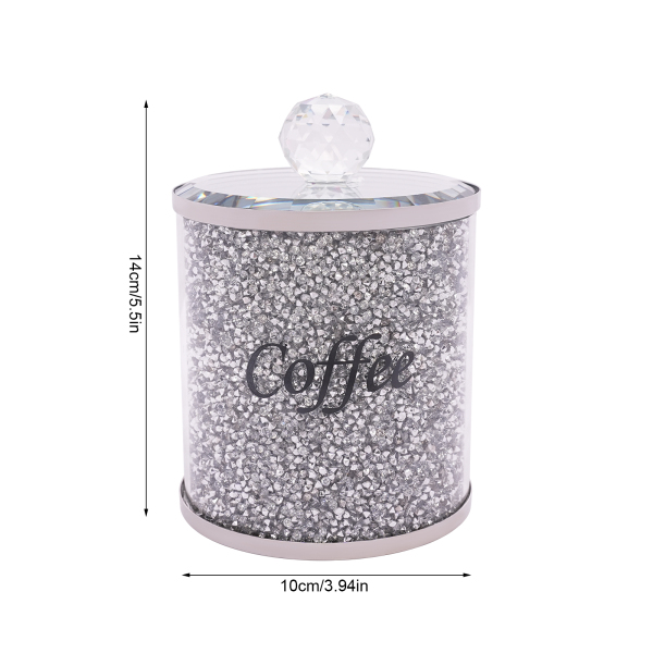 Set of 3, Coffee, sugar and tea container, Decorative glass jar with crushed diamond inlay Set of 3, Coffee, sugar and tea container, Decorative glass jar with crushed diamond inlay