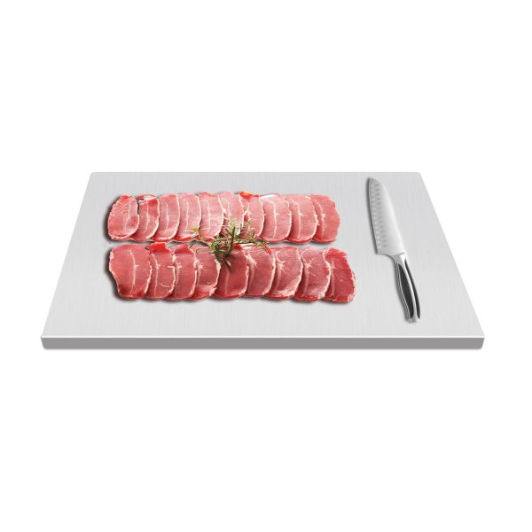 Planche à découper extra large en acier inoxydable avec coussinet antidérapant pour la cuisine Dimensions : 70 x 50 cm