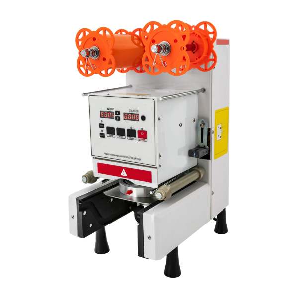 Machine à sceller le thé au lait - Scelleuse automatique - 350 W - Pour polypropylène PE PET PS PVC et gobelets en papier (blanc)