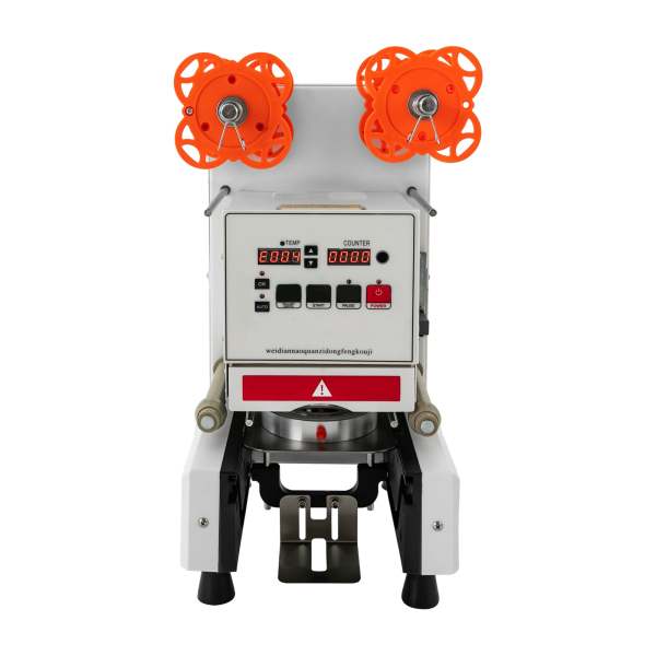 Machine à sceller le thé au lait - Scelleuse automatique - 350 W - Pour polypropylène PE PET PS PVC et gobelets en papier (blanc)