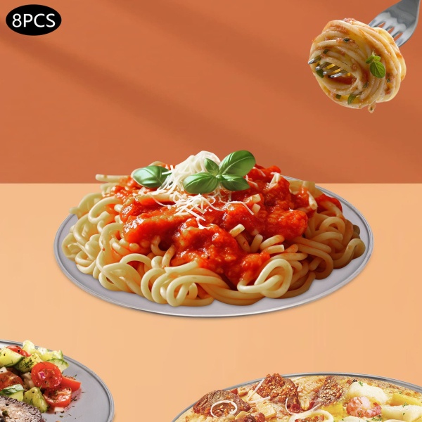Moules à Pizza 8 pièces, moules à Pizza en acier inoxydable, plateau à Pizza rond pour ustensiles de cuisson Moules à Pizza 8 pièces, moules à Pizza en acier inoxydable, plateau à Pizza rond pour ustensiles de cuisson