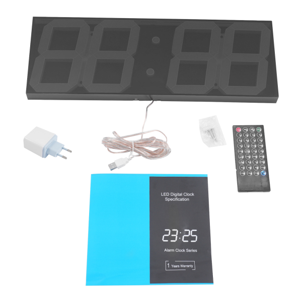 Horloge numérique LED, horloge murale LED, horloge numérique LED avec télécommande pour salons, bureaux - Police verte