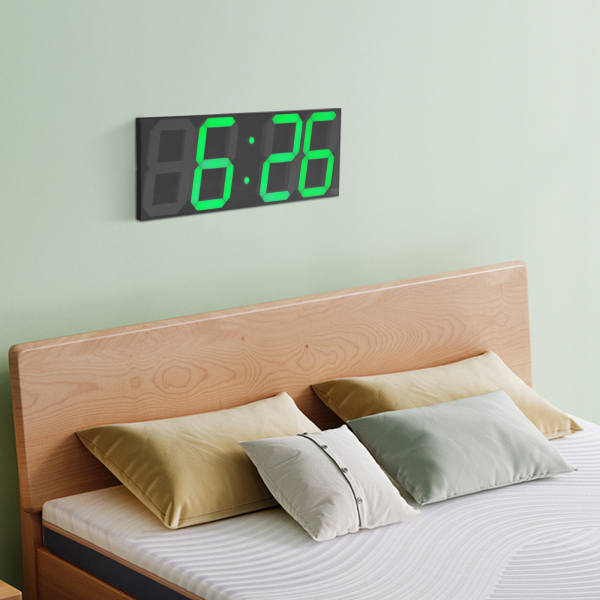 Horloge numérique LED, horloge murale LED, horloge numérique LED avec télécommande pour salons, bureaux - Police bleue