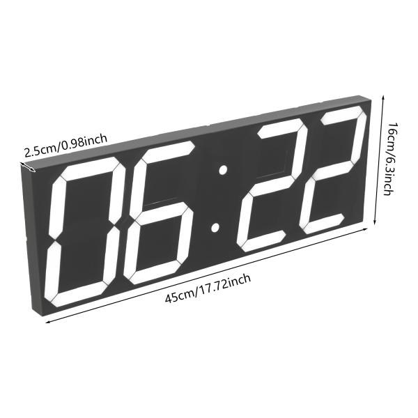 Horloge numérique LED, horloge murale LED, horloge numérique LED avec télécommande pour salons, bureaux - Police blanche Horloge numérique LED, horloge murale LED, horloge numérique LED avec télécommande pour salons, bureaux - Police blanche