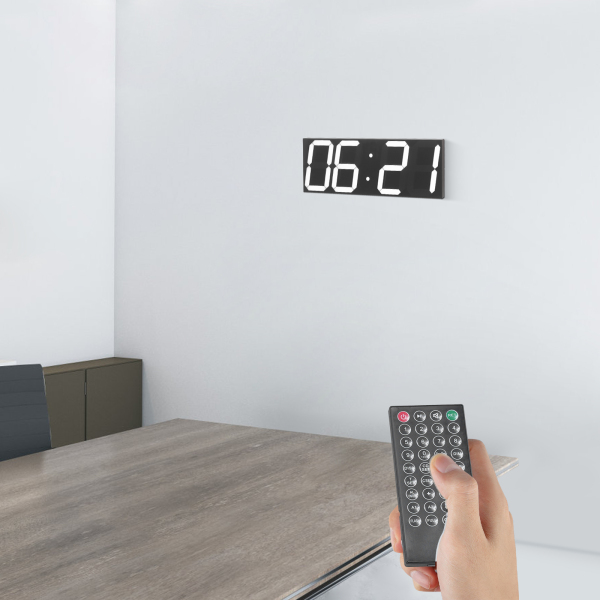 Horloge numérique LED, horloge murale LED, horloge numérique LED avec télécommande pour salons, bureaux - Police blanche Horloge numérique LED, horloge murale LED, horloge numérique LED avec télécommande pour salons, bureaux - Police blanche