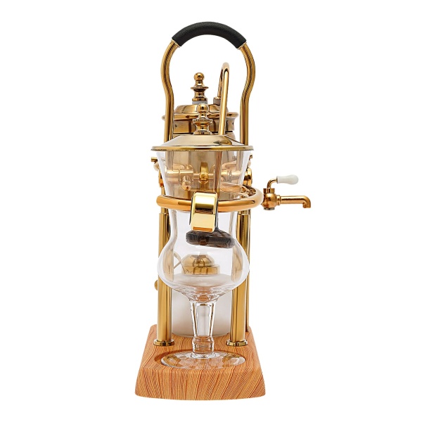 Cafetière Syphon en acier inoxydable - Cafetière à piston -Cafetière sous vide - Verre de table - Siphon - Machine à café (doré)