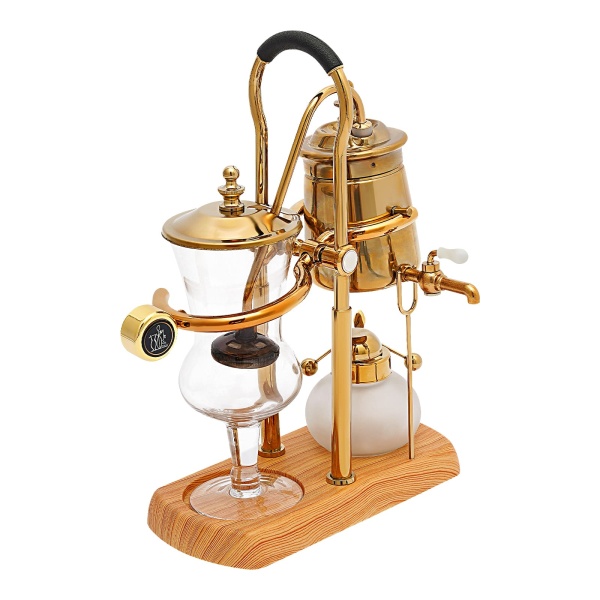 Cafetière Syphon en acier inoxydable - Cafetière à piston -Cafetière sous vide - Verre de table - Siphon - Machine à café (doré)