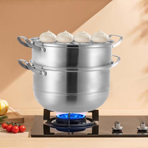 Marmite à induction, Set de cuisson vapeur, Marmite à soupe multicouche en acier inoxydable (32cm) Marmite à induction, Set de cuisson vapeur, Marmite à soupe multicouche en acier inoxydable (32cm)