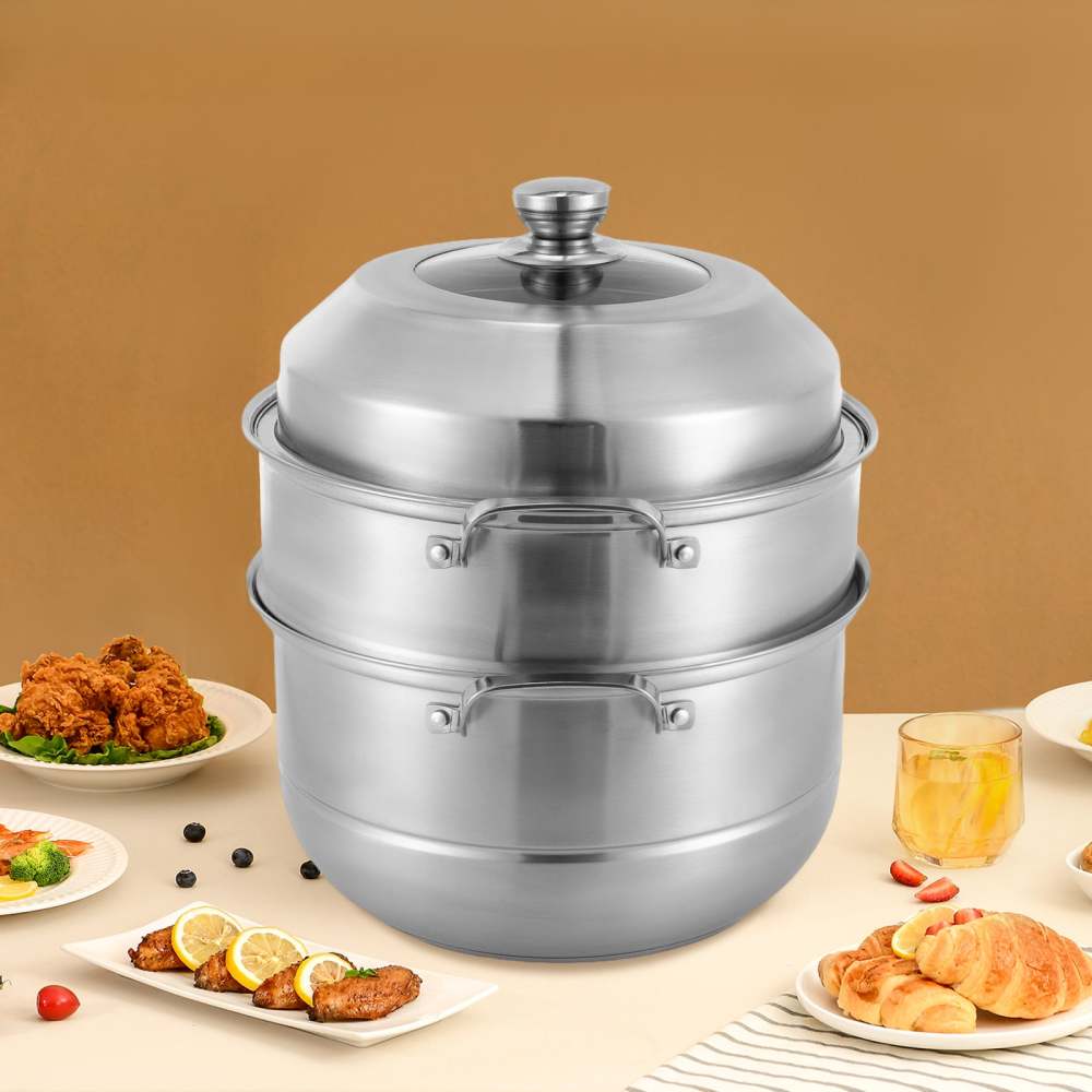 Marmite à induction, Set de cuisson vapeur, Marmite à soupe multicouche en acier inoxydable (30cm)