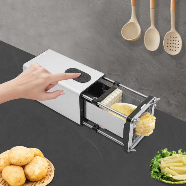 Coupeur de chips, coupeur de pommes de terre électrique, coupeur de frites électrique(Argent)