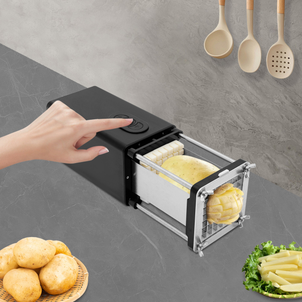 Coupeur de chips, coupeur de pommes de terre électrique, coupeur de frites électrique(Noir)