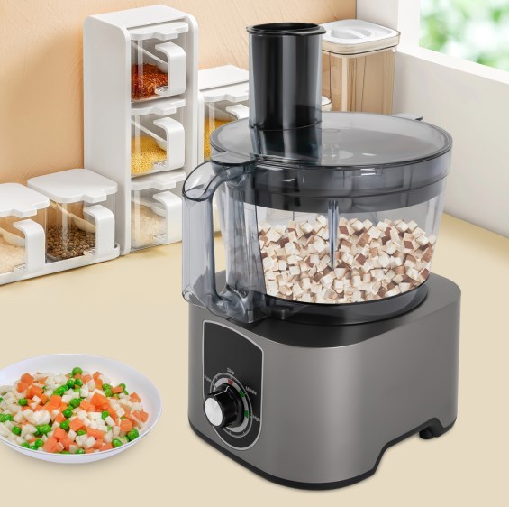Coupe-fruits électrique 3 en 1, 600 W, robot culinaire universel, capacité de 7 L, 600 W, gris