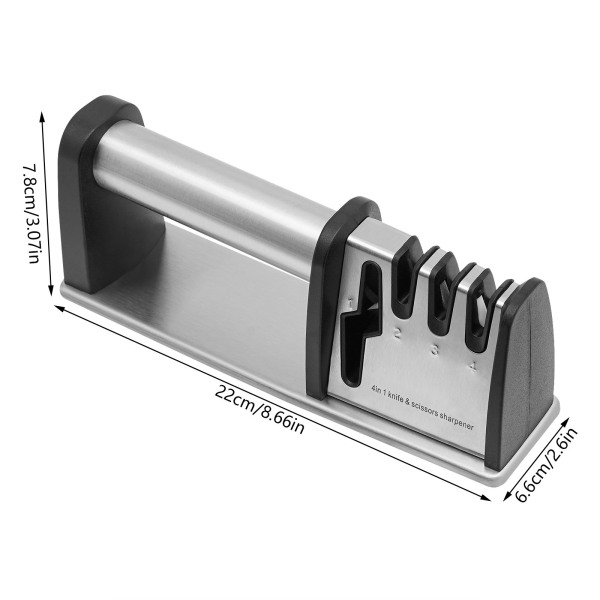 Aiguiseurs de couteaux, outils d'affûtage 4 étapes pour couteaux de cuisine et ciseaux (argent)