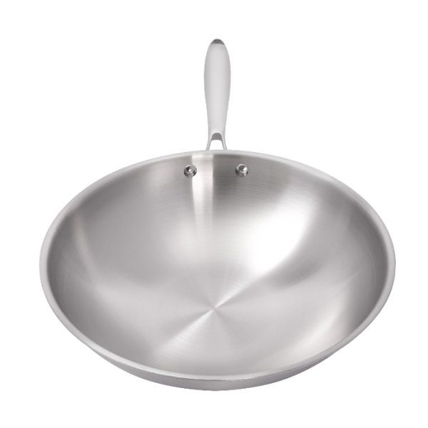 Poêle à frire en acier inoxydable, wok de 30 cm, acier inoxydable, verre trempé, convient pour 3 à 5 personnes