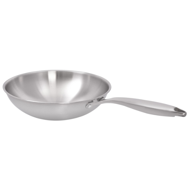 Poêle à frire en acier inoxydable, wok de 30 cm, acier inoxydable, verre trempé, convient pour 3 à 5 personnes