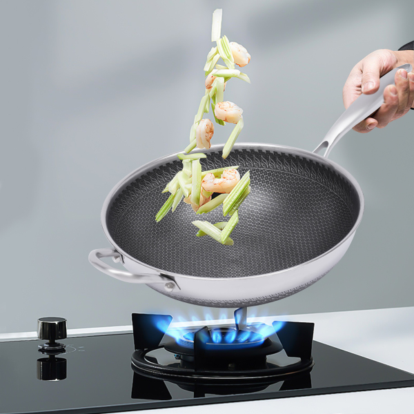 Poêle à induction avec couvercle, inox, 30 cm, passe au lave-vaisselle, antiadhésive