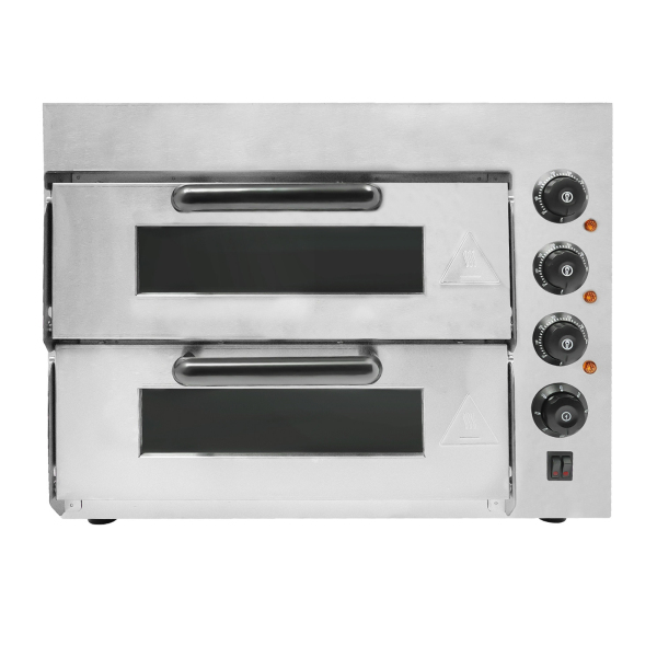 Four à pizza double en acier inoxydable 3000 W 220 V pour la cuisson de pâtisseries, de viandes grillées 22,4 x 18,7 x 17,3 pouces Argenté
