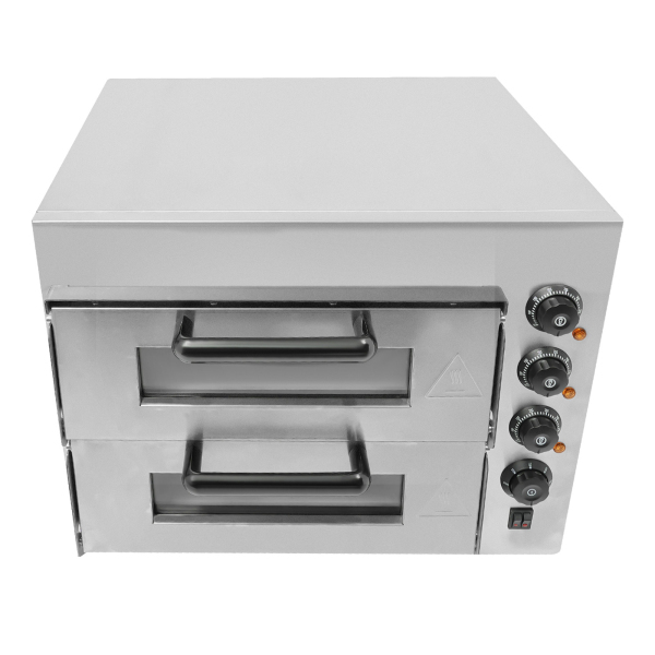 Four à pizza double en acier inoxydable 3000 W 220 V pour la cuisson de pâtisseries, de viandes grillées 22,4 x 18,7 x 17,3 pouces Argenté Four à pizza double en acier inoxydable 3000 W 220 V pour la cuisson de pâtisseries, de viandes grillées 22,4 x 18,7 x 17,3 pouces Argenté