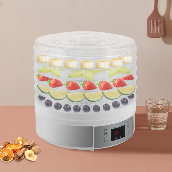 Déshydrateur alimentaire grande capacité de 5 niveaux peut sécher à l'air une variété de légumes Fruits herbes fleurs herbes argent norme ue Déshydrateur alimentaire grande capacité de 5 niveaux peut sécher à l'air une variété de légumes Fruits herbes fleurs herbes argent norme ue