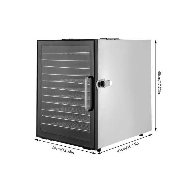 Déshydrateur alimentaire 12 plateaux en acier inoxydable, séchoir alimentaire pour fruits, viande, bœuf, viande séchée, herbes, avec minuterie réglable et contrôle de la température