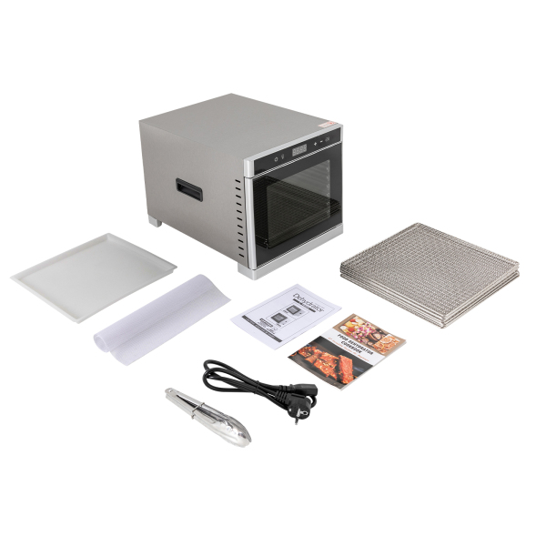 Déshydrateur automatique en acier inoxydable (35-75 °C) 700 W, 8 niveaux, avec minuterie 24 heures Déshydrateur automatique en acier inoxydable (35-75 °C) 700 W, 8 niveaux, avec minuterie 24 heures