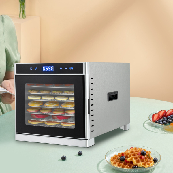 Déshydrateur automatique en acier inoxydable (35-75 °C) 700 W, 8 niveaux, avec minuterie 24 heures Déshydrateur automatique en acier inoxydable (35-75 °C) 700 W, 8 niveaux, avec minuterie 24 heures