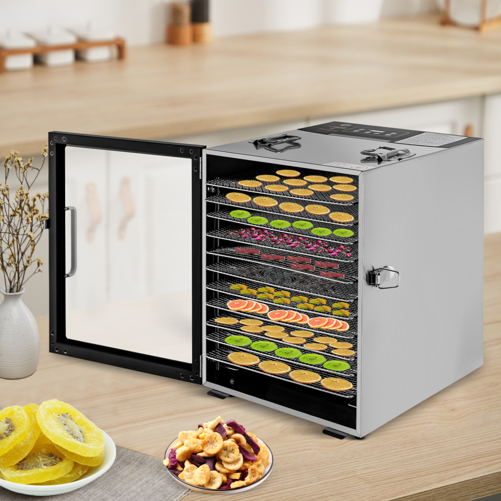 Déshydrateur alimentaire 12 plateaux en acier inoxydable, avec minuterie réglable et contrôle de la température, prise US