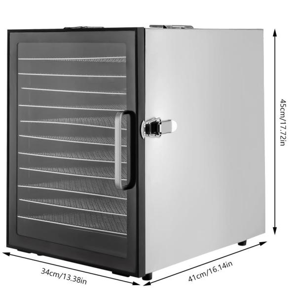 Déshydrateur alimentaire 12 plateaux en acier inoxydable, avec minuterie réglable et contrôle de la température, prise US Déshydrateur alimentaire 12 plateaux en acier inoxydable, avec minuterie réglable et contrôle de la température, prise US