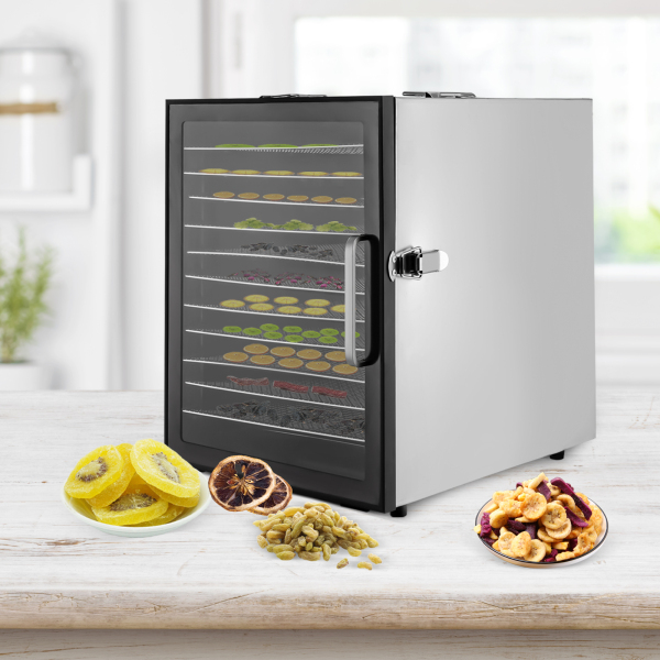 Déshydrateur alimentaire 12 plateaux en acier inoxydable, avec minuterie réglable et contrôle de la température, prise US