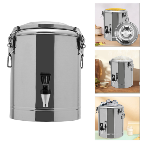 Réservoir à aliments en acier inoxydable, réservoir à aliments de 14 litres, réservoir à aliments avec couvercle