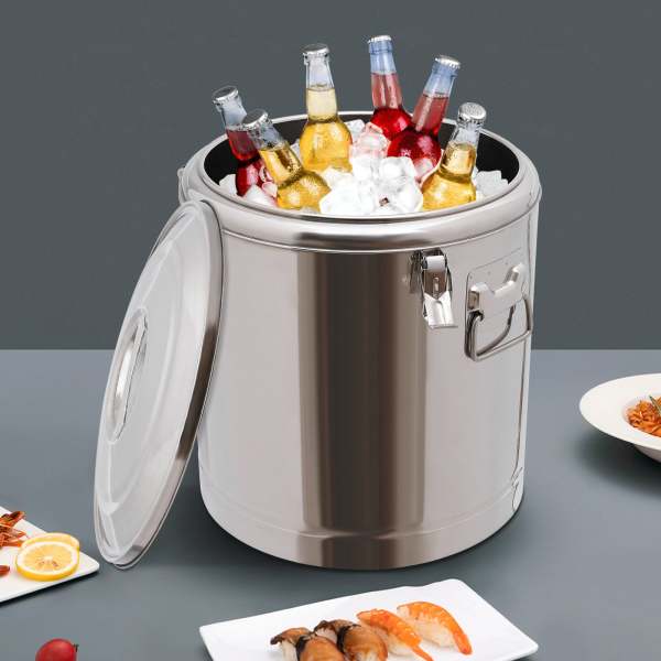 Réservoir à aliments en acier inoxydable, réservoir à aliments de 32 litres, réservoir à aliments avec couvercle