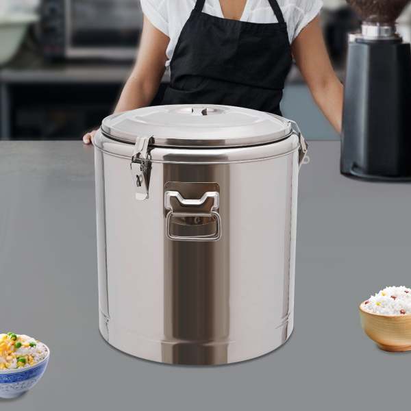 Réservoir à aliments en acier inoxydable, réservoir à aliments de 32 litres, réservoir à aliments avec couvercle Réservoir à aliments en acier inoxydable, réservoir à aliments de 32 litres, réservoir à aliments avec couvercle