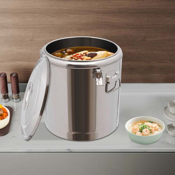 Réservoir à aliments en acier inoxydable, réservoir à aliments de 32 litres, réservoir à aliments avec couvercle Réservoir à aliments en acier inoxydable, réservoir à aliments de 32 litres, réservoir à aliments avec couvercle