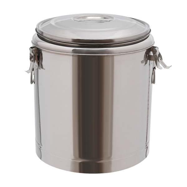 Réservoir à aliments en acier inoxydable, réservoir à aliments de 32 litres, réservoir à aliments avec couvercle Réservoir à aliments en acier inoxydable, réservoir à aliments de 32 litres, réservoir à aliments avec couvercle