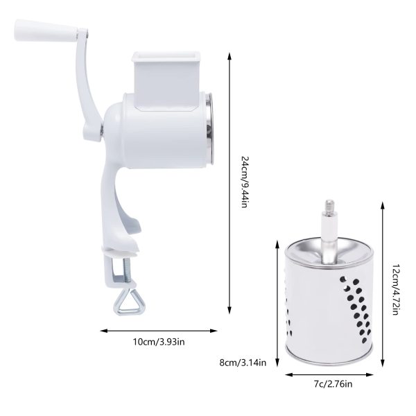 Râpe à tambour manuelle en acier inoxydable avec 5 lames en acier inoxydable pour fromage, légumes, pommes de terre Râpe à tambour manuelle en acier inoxydable avec 5 lames en acier inoxydable pour fromage, légumes, pommes de terre