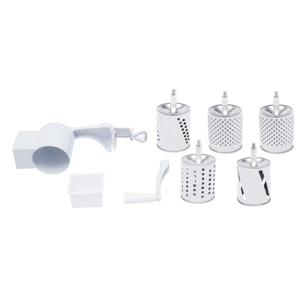 Râpe à tambour manuelle en acier inoxydable avec 5 lames en acier inoxydable pour fromage, légumes, pommes de terre Râpe à tambour manuelle en acier inoxydable avec 5 lames en acier inoxydable pour fromage, légumes, pommes de terre
