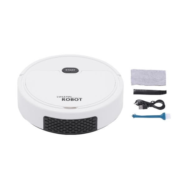 Robot de balayage 220 V, aspirateur robot 3 en 1, adapté aux sols durs, tapis, poils d'animaux, blanc