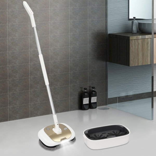 Vadrouille électrique sans fil avec seau de nettoyage avec éclairage LED pour salon, chambre à coucher, doré Vadrouille électrique sans fil avec seau de nettoyage avec éclairage LED pour salon, chambre à coucher, doré