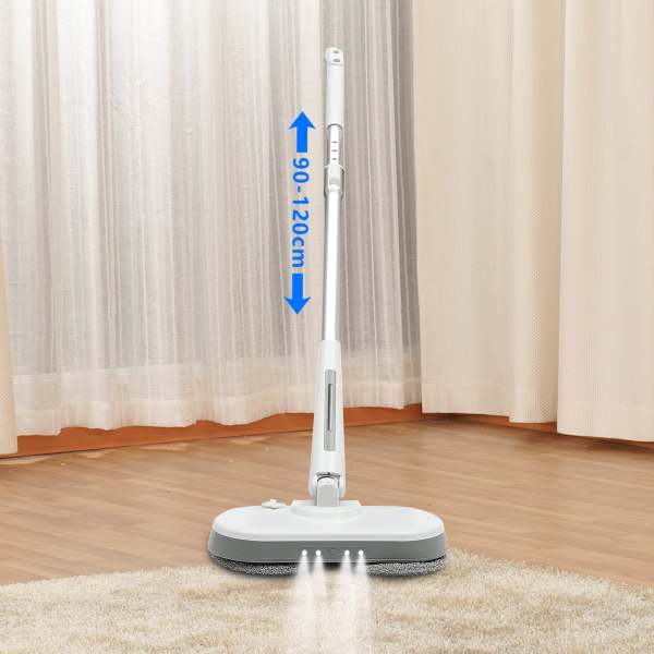Vadrouille électrique sans fil, vadrouille rotative, vadrouille électrique avec fonction de pulvérisation et LED, pour nettoyer, récurer et polir